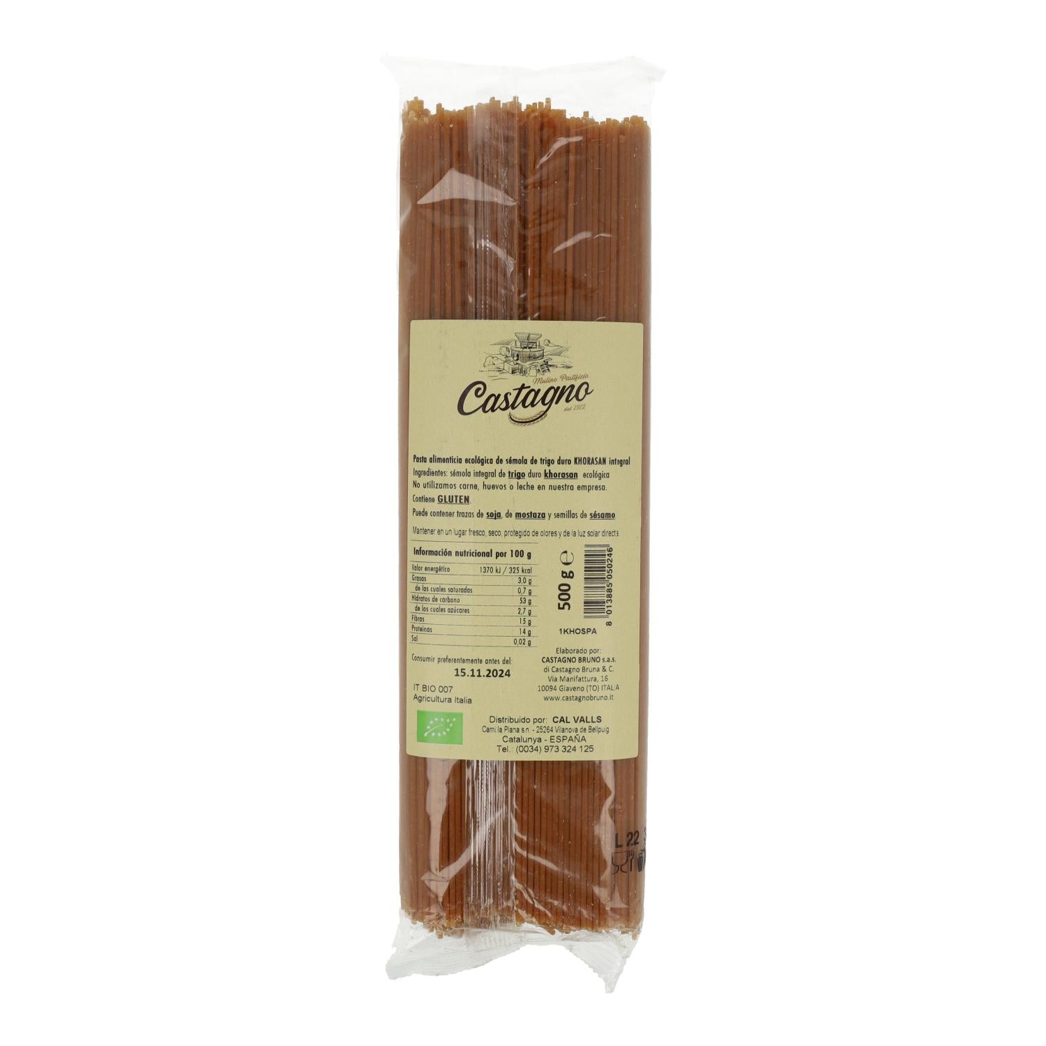 Espaguetis Kamut Integral ECO Castagno 500 g
