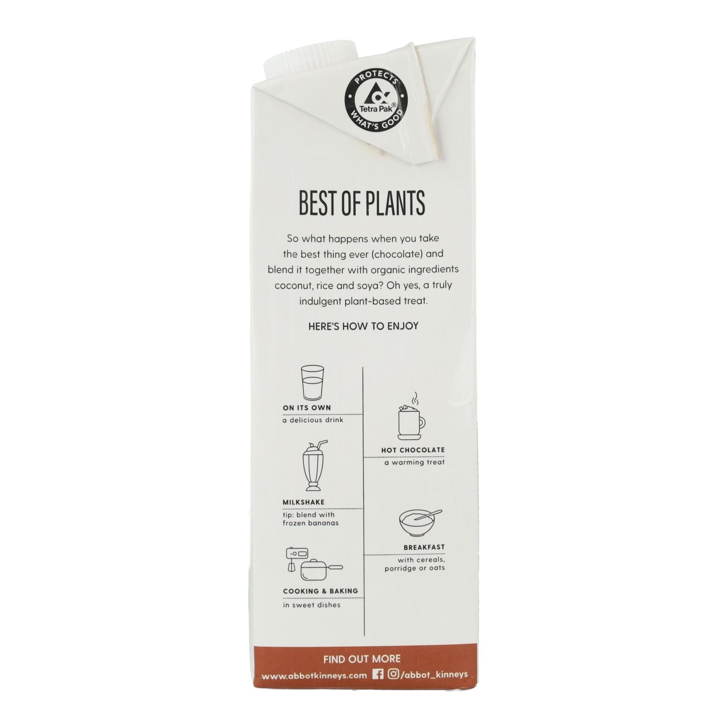 Bebida Vegetal Best Of Plants chocolate (coco, soja y arroz) Bio Abbot Kinney 1