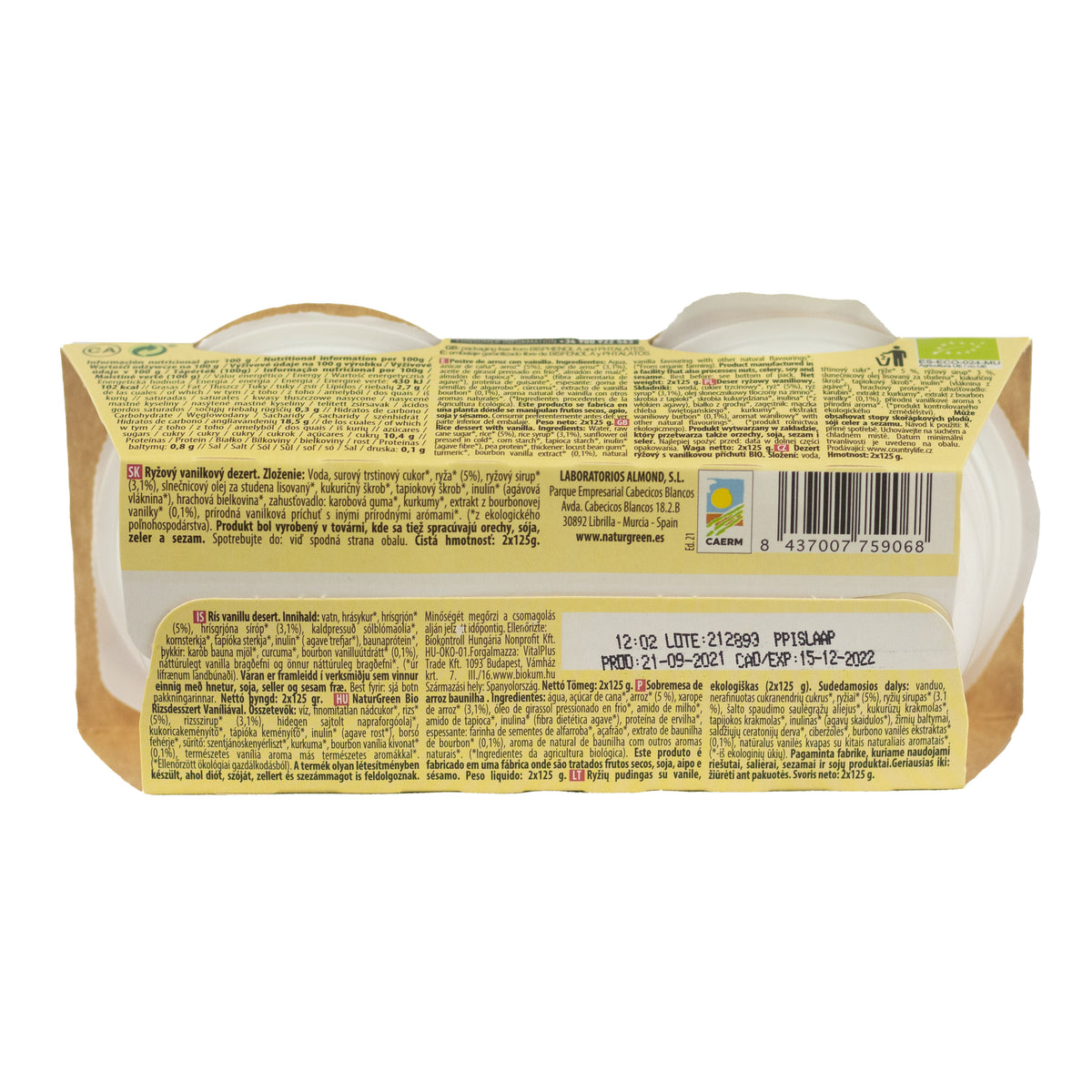 Dessert di riso alla vaniglia NaturGreen, 2 x 125 g