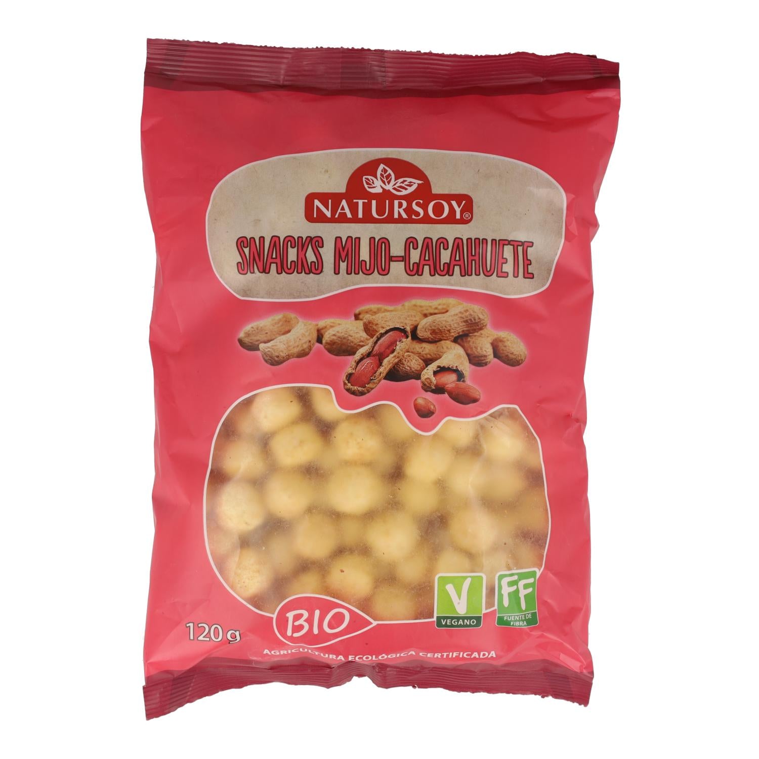 Snacks mijo y cacahuete, 120 g. Natursoy