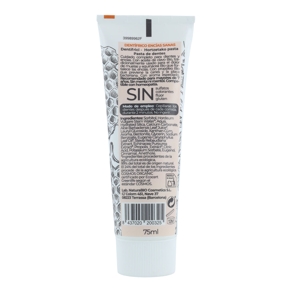Dentifricio per gengive sane con propoli e chiodi di garofano BIO Naturabio 75 ml