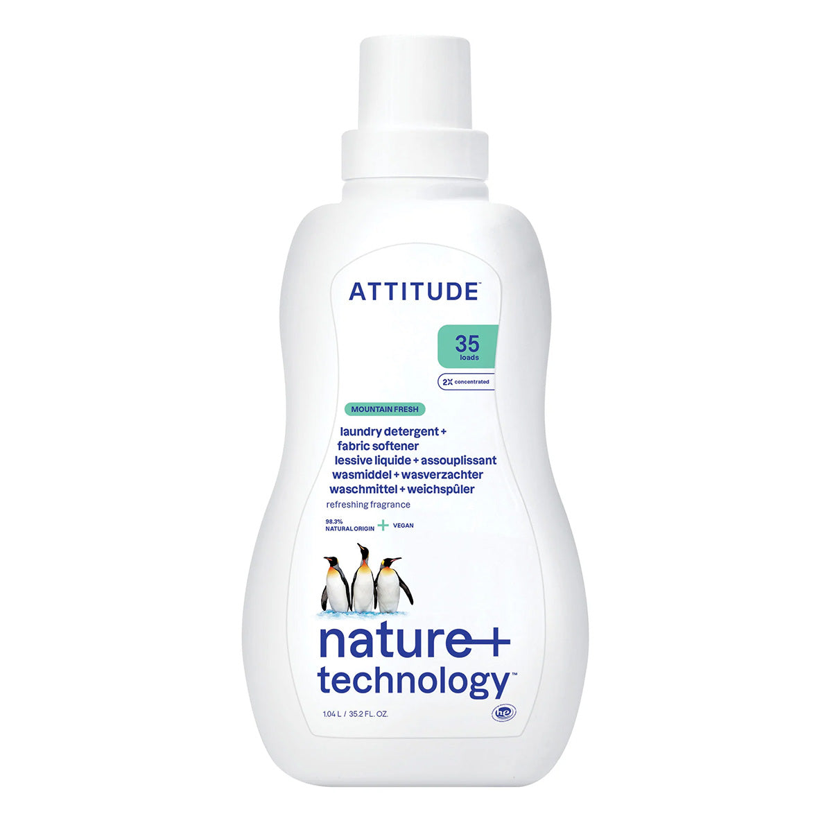 Detergente y suavizante 2 en 1 Nature + technology Esencia de montaña, Attitude, 35 lavados