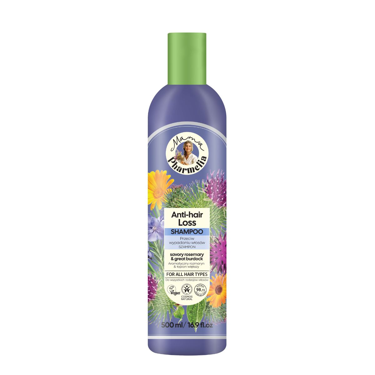 Champú Stop Caída con Romero Aromático y Bardana Nutritiva, Mama Pharmelia, 500ml