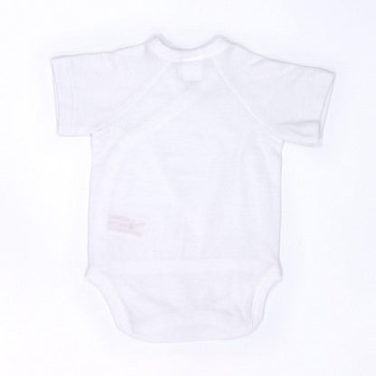 Body de manga corta para recién nacidos en tencel blanco