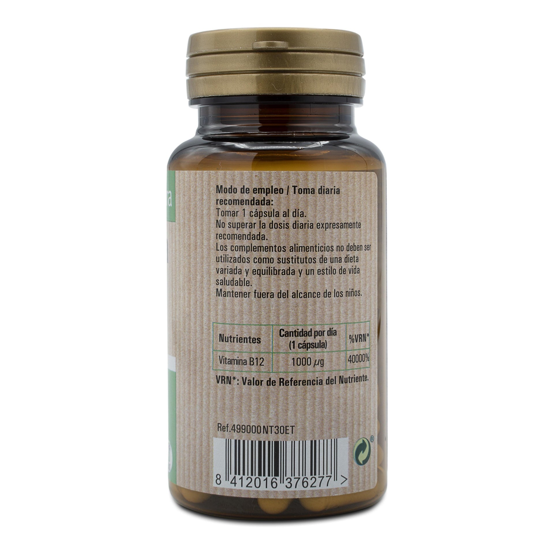 Vitamina B12, 30 cápsulas vegetales. NaturTierra