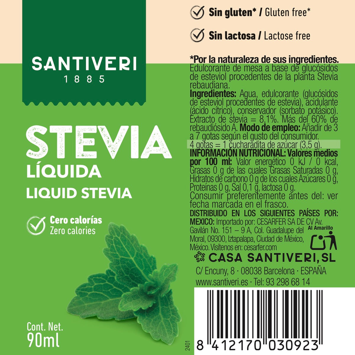 Stevia liquida Santiveri 90 ml