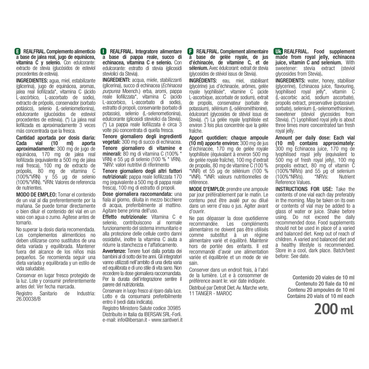 Realfrial Propoli + Echinacea Santiveri 20 fiale