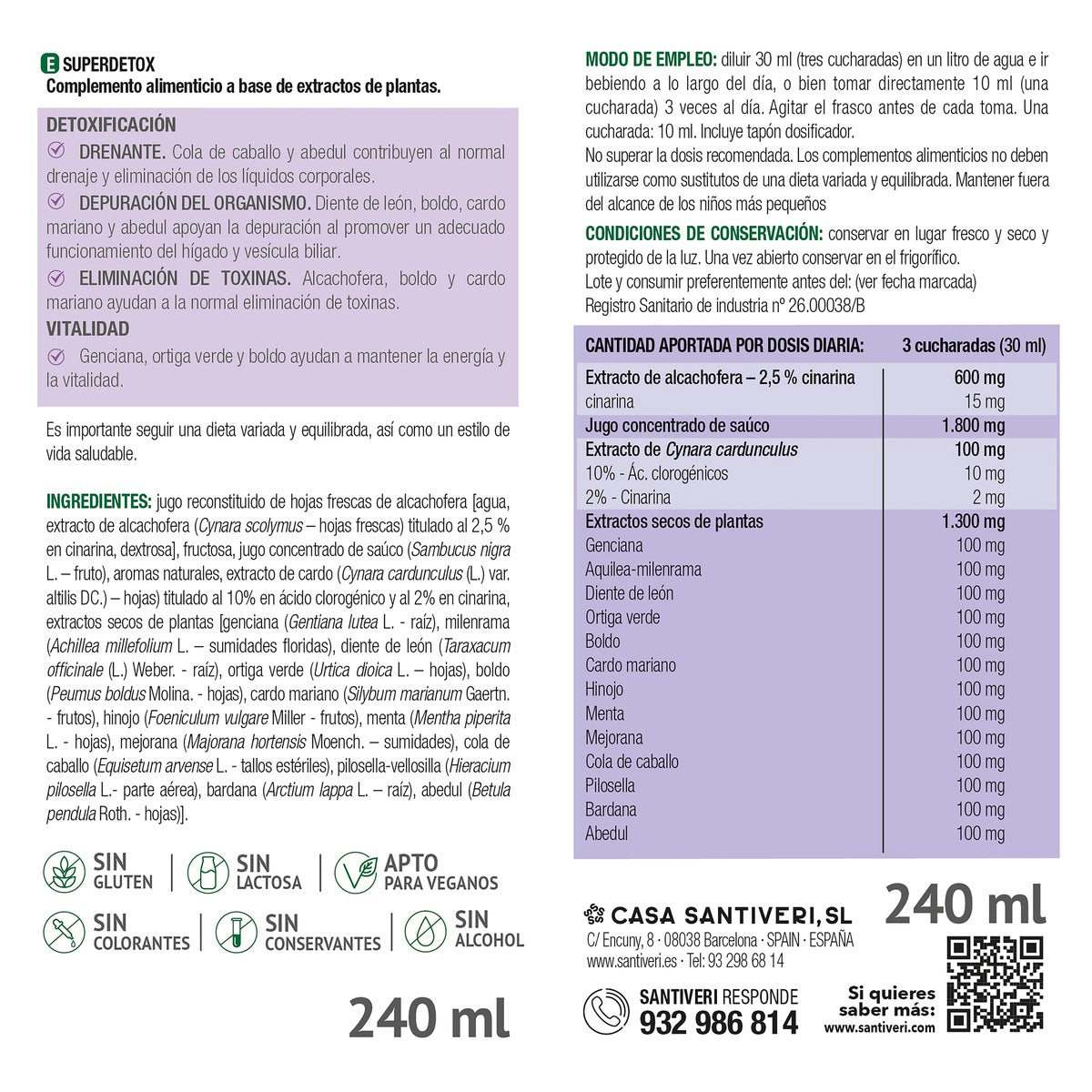 Superdetox Sciroppo Santiveri 240 ml