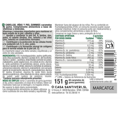 Caramelle gommose masticabili per capelli, unghie e pelle SantiverI 60 caramelle gommose 162 g