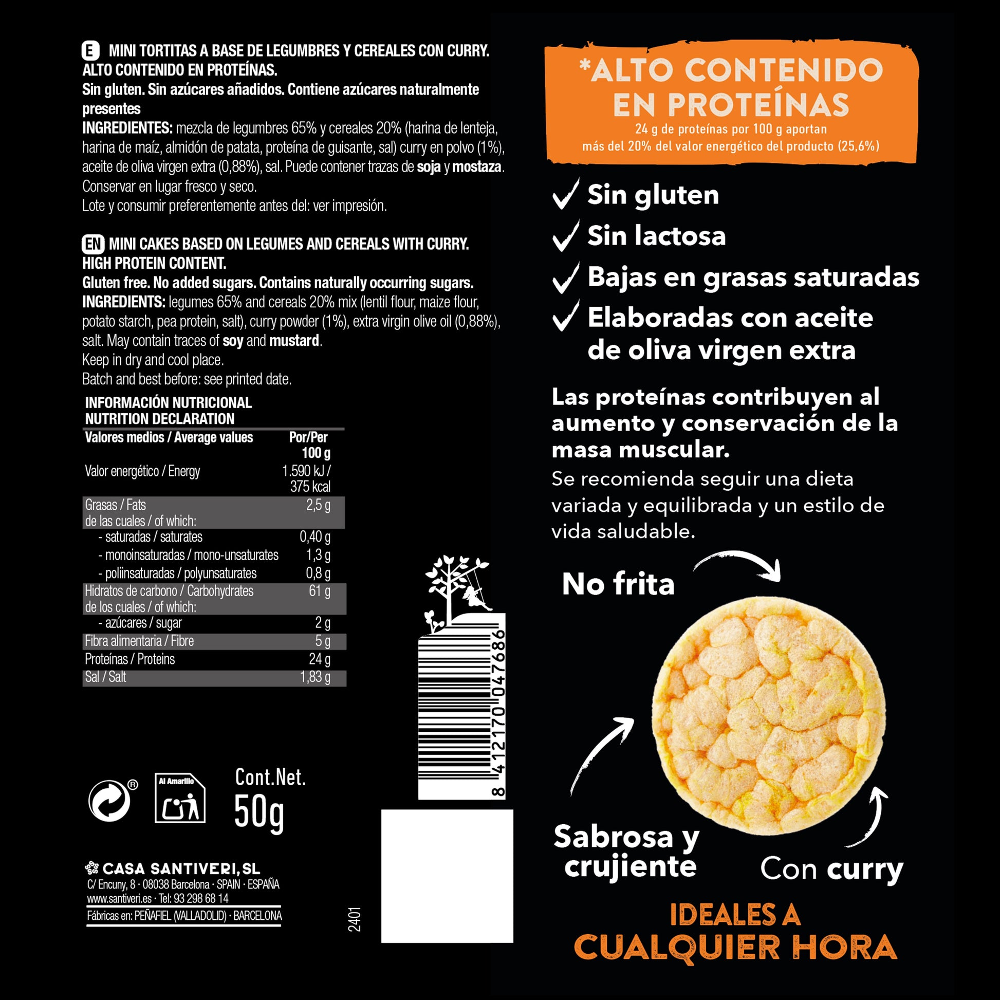 Mini tortini proteici al curry SANTIVERI 50 g