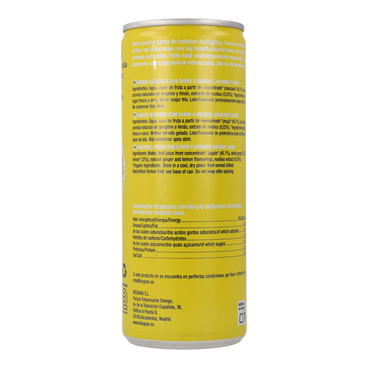 Bevanda rinfrescante allo zenzero, limone e rooibos Cupper 250 ml