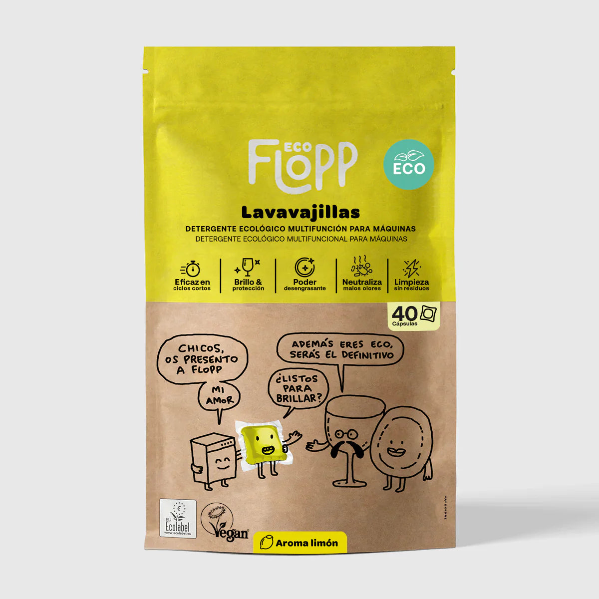 Detersivo per piatti in gel ECO Flopp 40 capsule