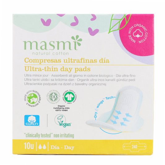 Assorbenti ultra con ali 100% cotone Masmi 10 pezzi