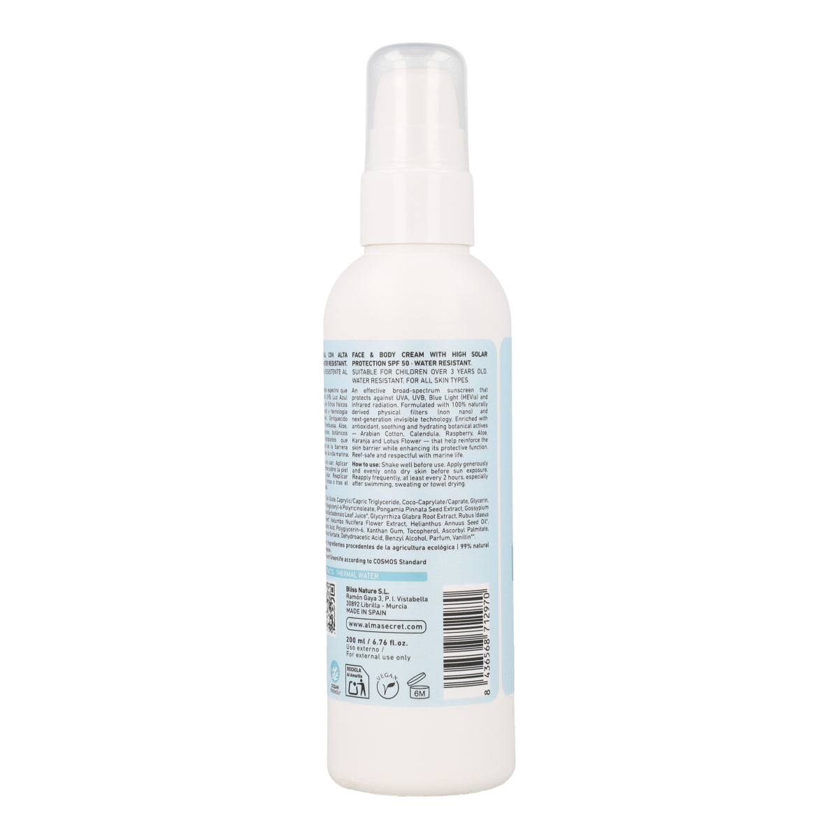Crema solare protettiva SPF 50 Alma Secret  200 ml