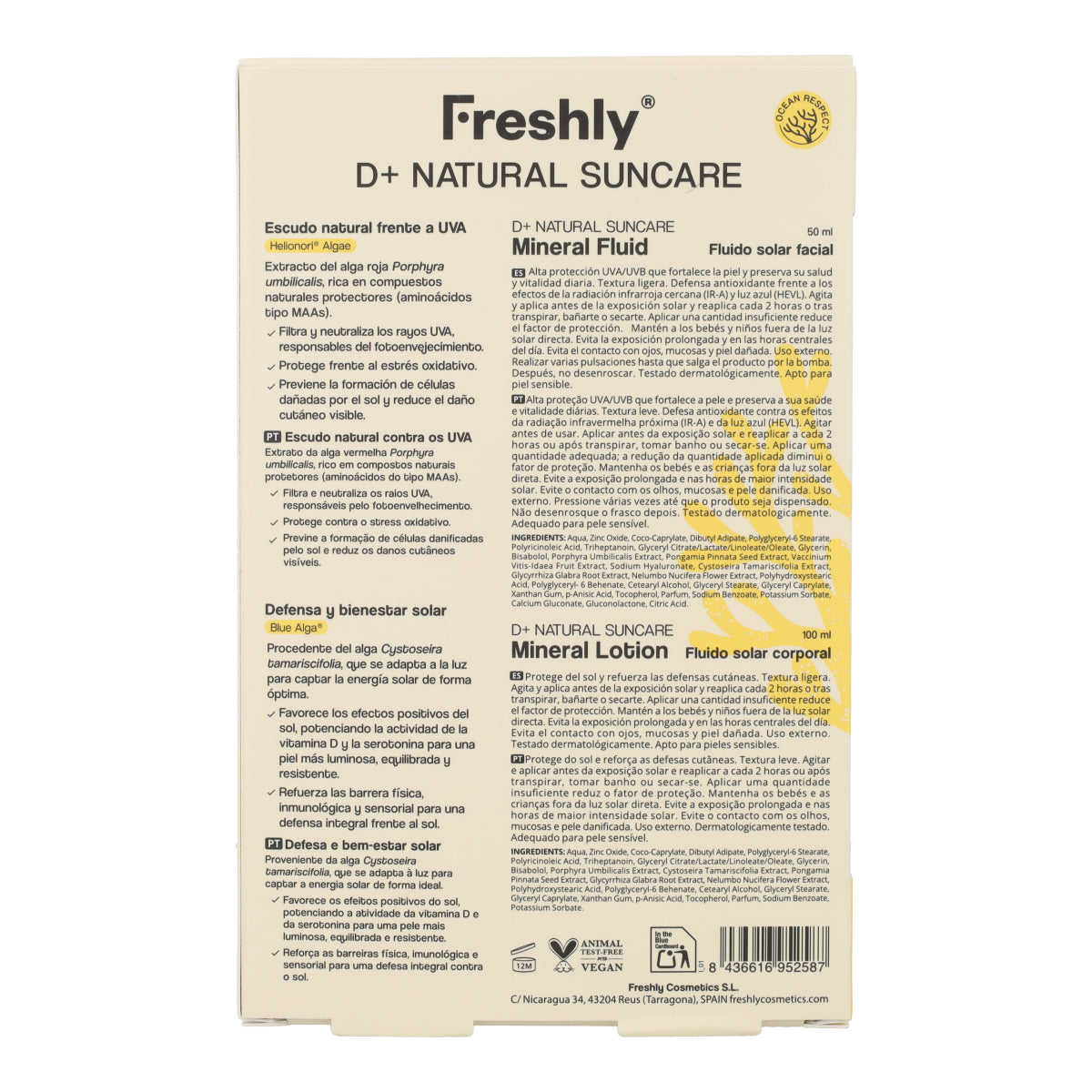 Pack Full Protection D+ Natural Suncare Freshly Cosmetics