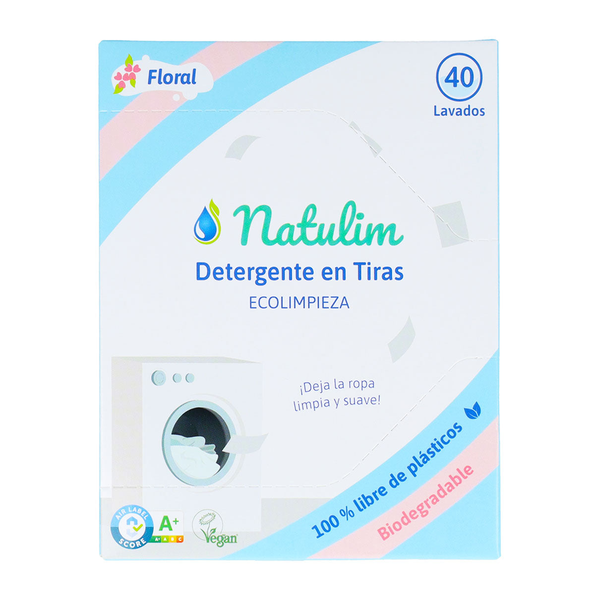 Pack 10x Eco Tiras de Lavar Floral, Natulim, 40 lavados