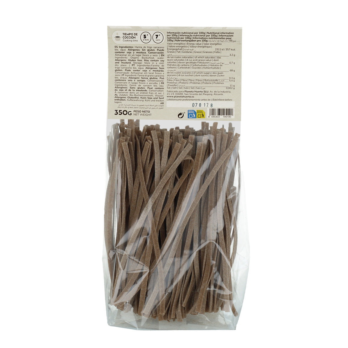 Tallarines de trigo sarraceno ECO sin gluten Planeta Huerto 350 g