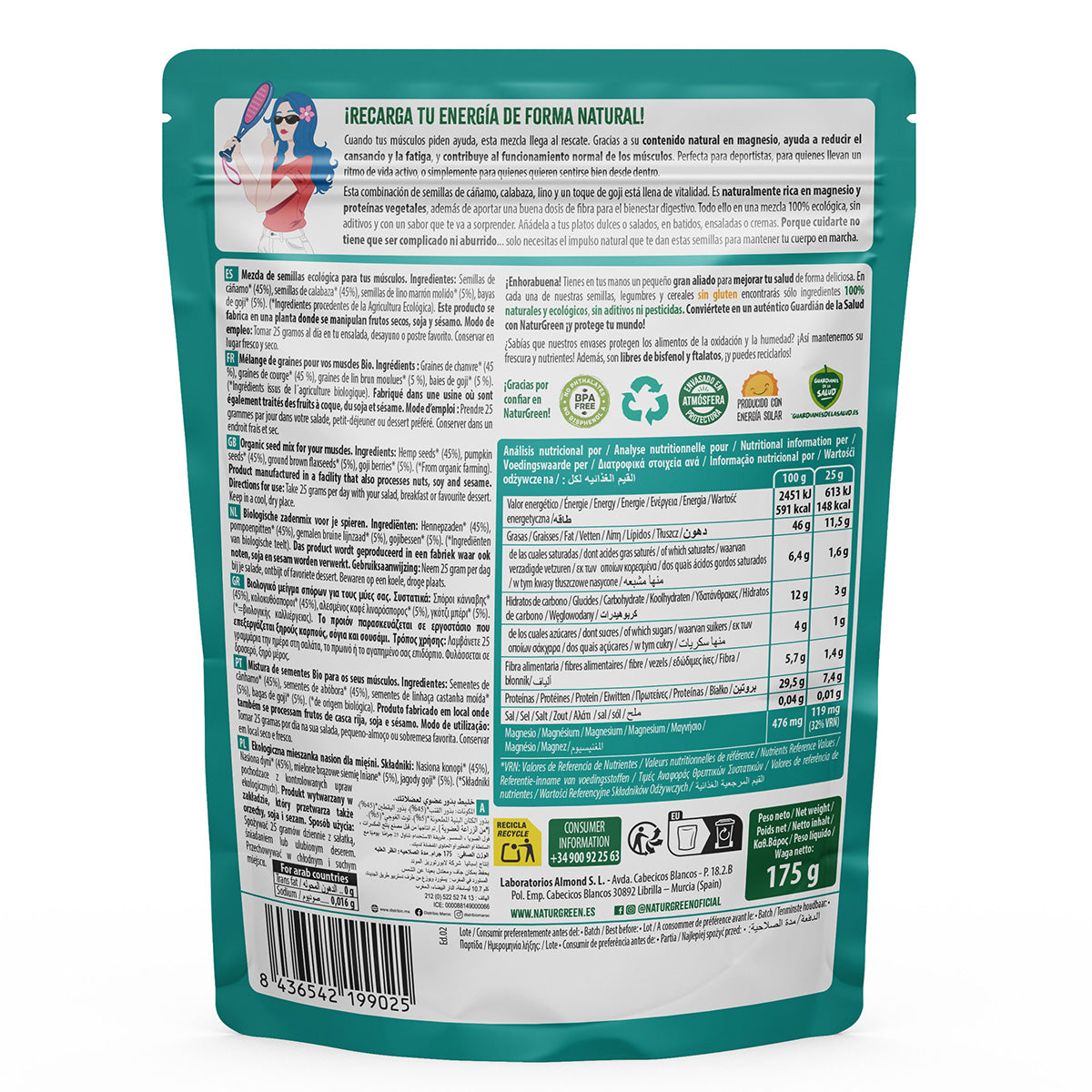 Mezcla de Semillas SmartMix Protein Bio NaturGreen 175 g