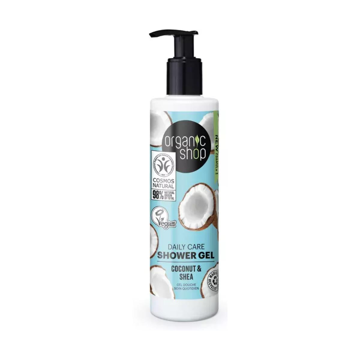 Gel de ducha para el cuidado diario coco y karité Organic Shop, 280 ml