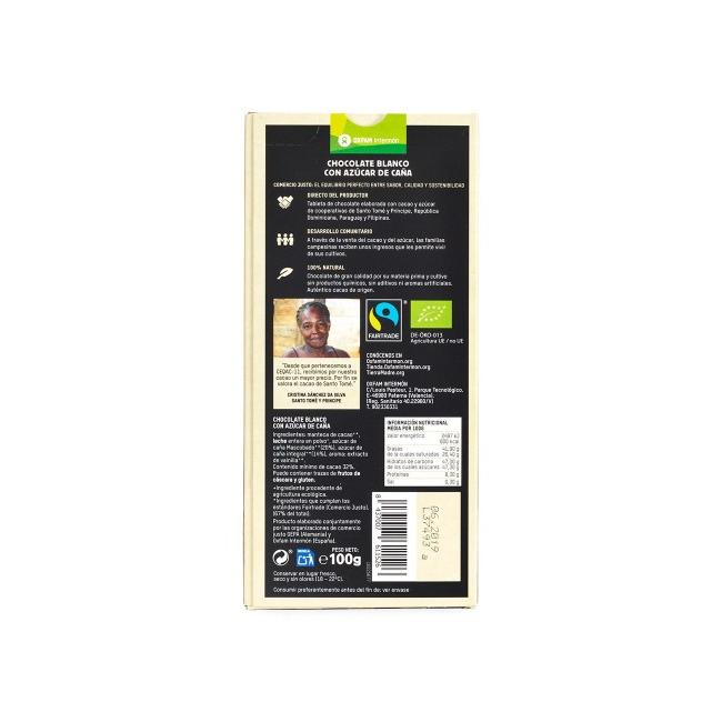 Chocolate blanco con azúcar de caña bio Tierra Madre Oxfam Intermón 100 g
