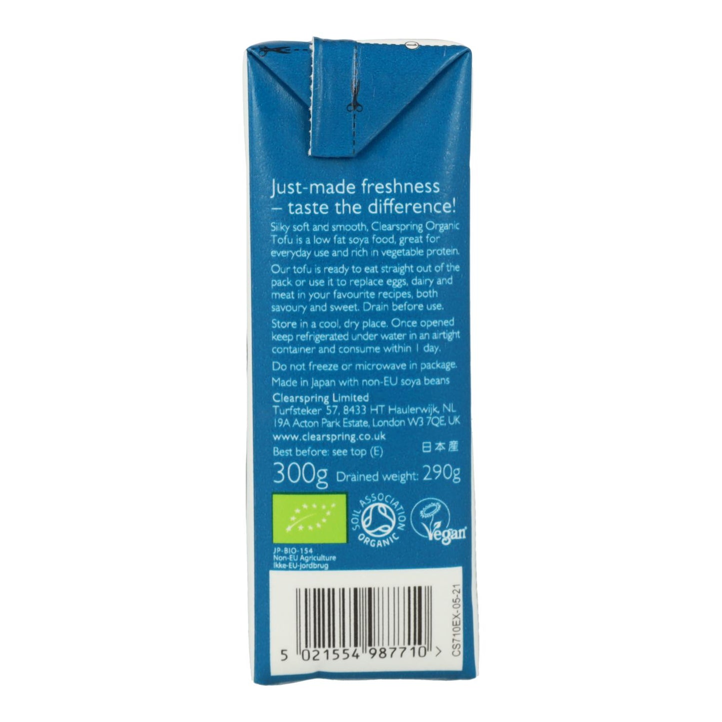 Tofu sedoso japonés Clearspring, 300g