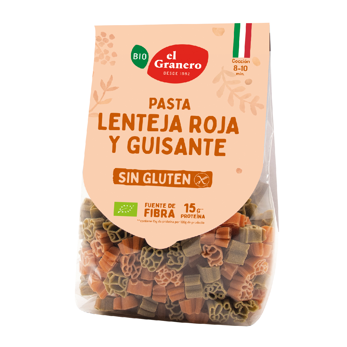 Pasta de Lenteja y Guisantes Sin Gluten Bio El Granero 250 g
