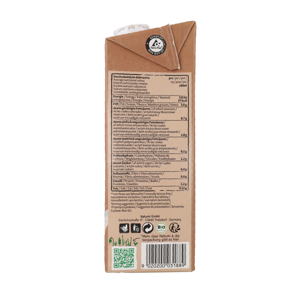 Bevanda di anacardi biologica Natumi 1L