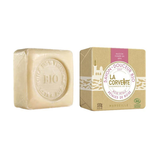 Jabón natural en pastilla Pétalos de rosa La Corvette 100 g