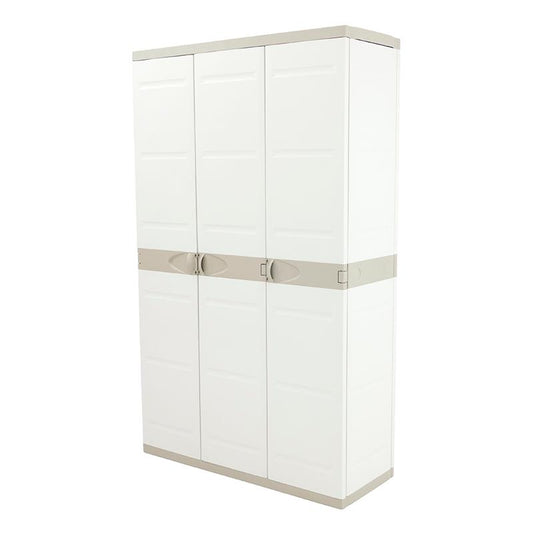 Armario de 3 Puertas con escobero 105 cm Titanium Plastiken Beige (Reacondicionado)