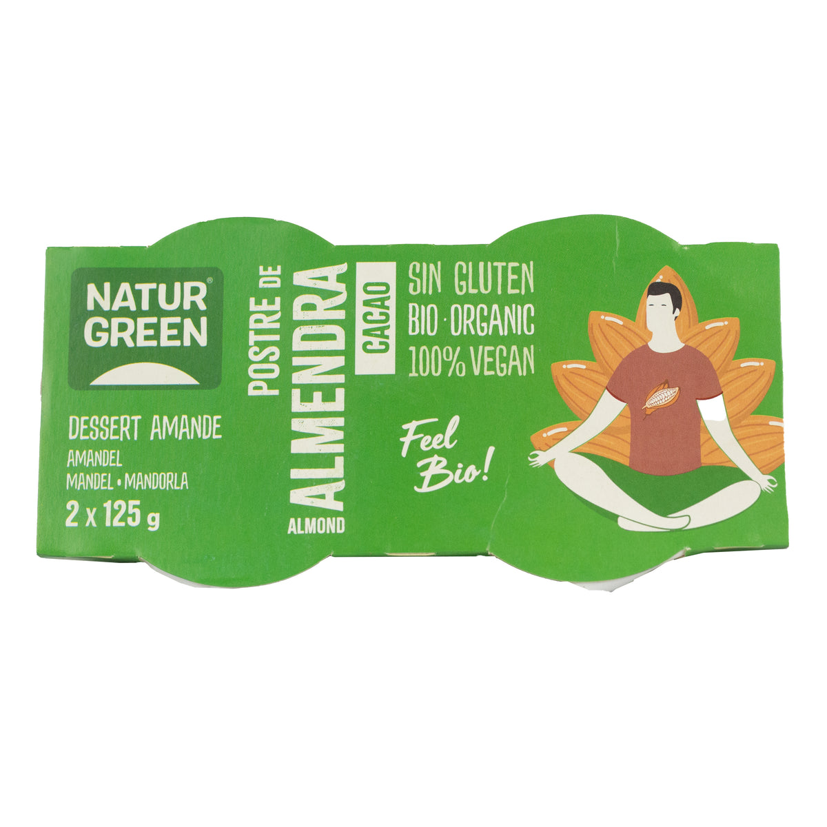 Dessert alle mandorle e cacao NaturGreen,  2 x 125 g
