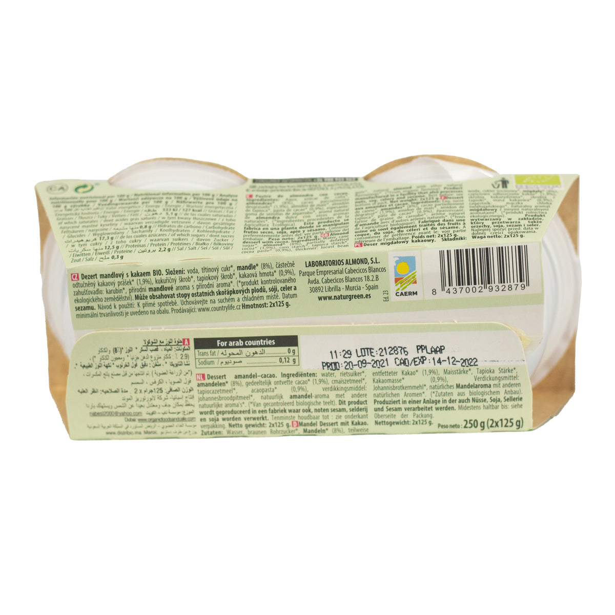 Dessert alle mandorle e cacao NaturGreen,  2 x 125 g