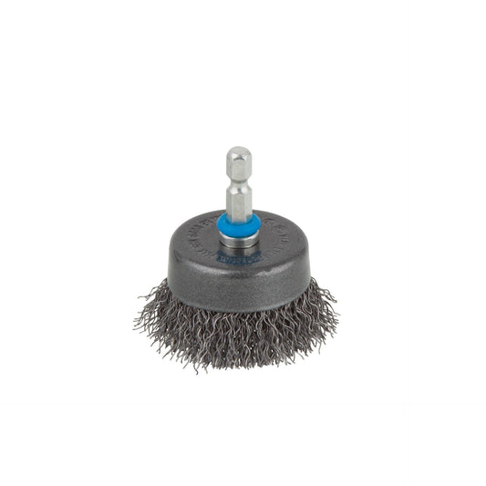 Cepillo metálico de copa para taladro vástago hexagonal 1/ 4" (6,35 mm) Ø 75 mm