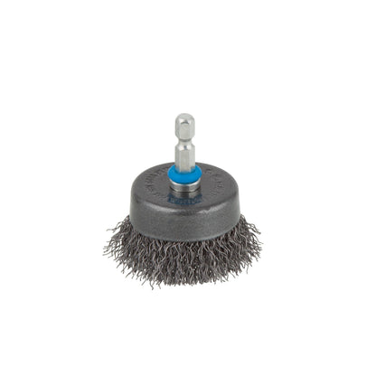 Cepillo metálico de copa para taladro vástago hexagonal 1/ 4" (6,35 mm) Ø 75 mm