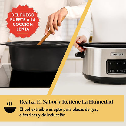Crockpot Olla digital de cocción lenta digital Sizzle & Stew 6.5 L CSC112X