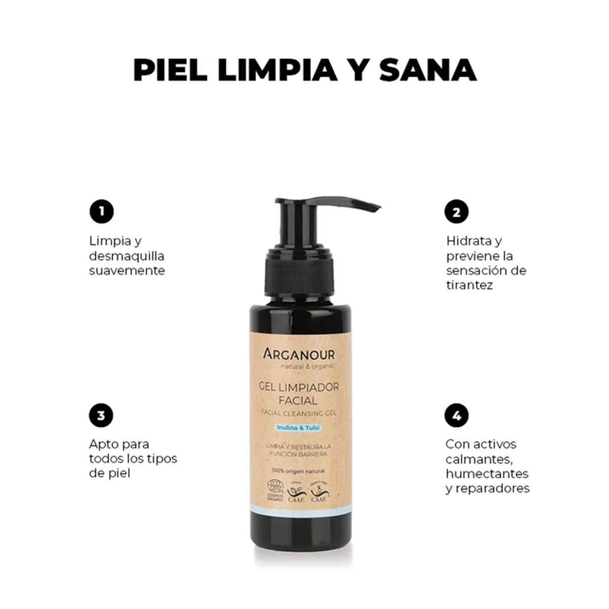Gel limpiador facial 100ml Arganour
