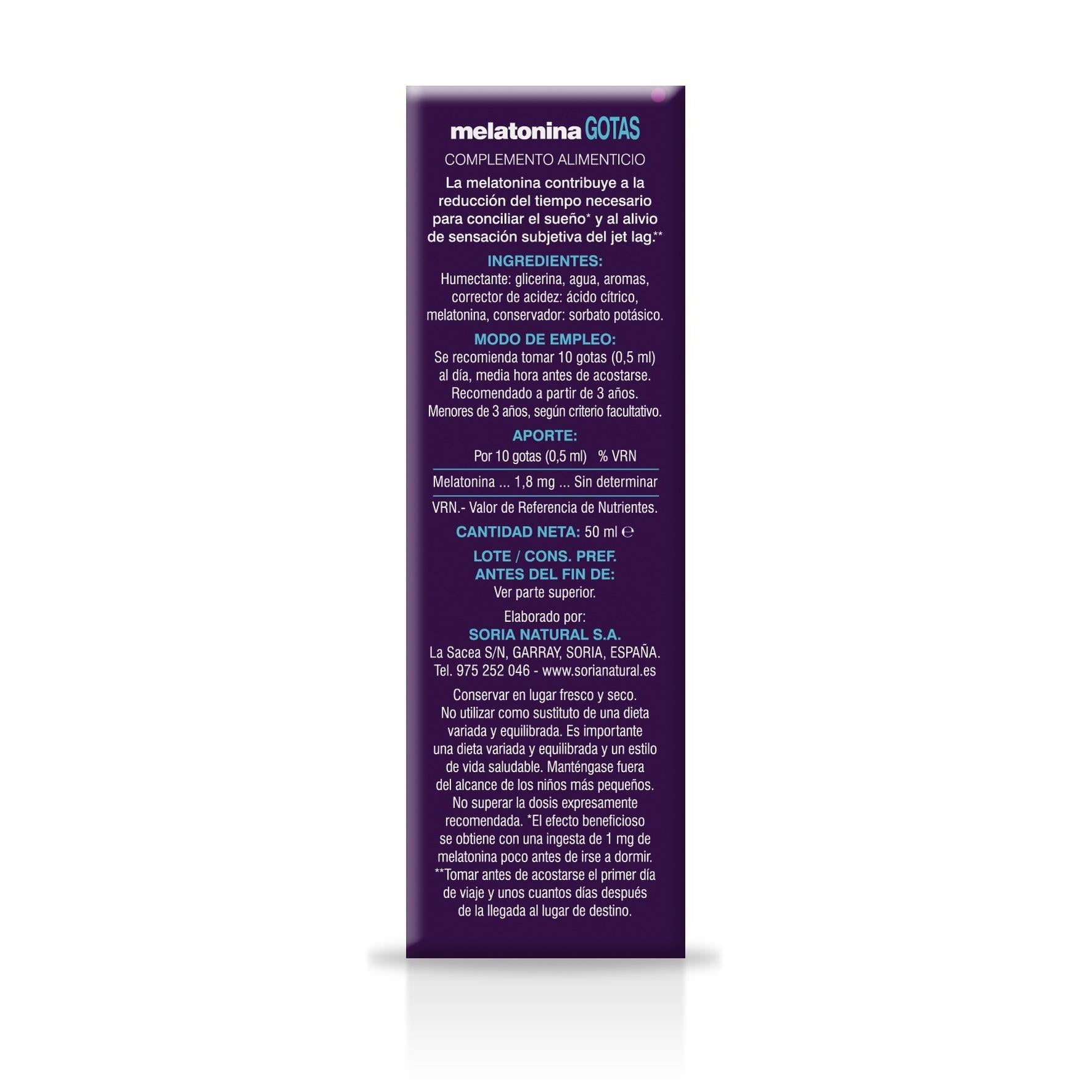 Melatonina en Gotas 100% Pura Soria Natural 50 ml