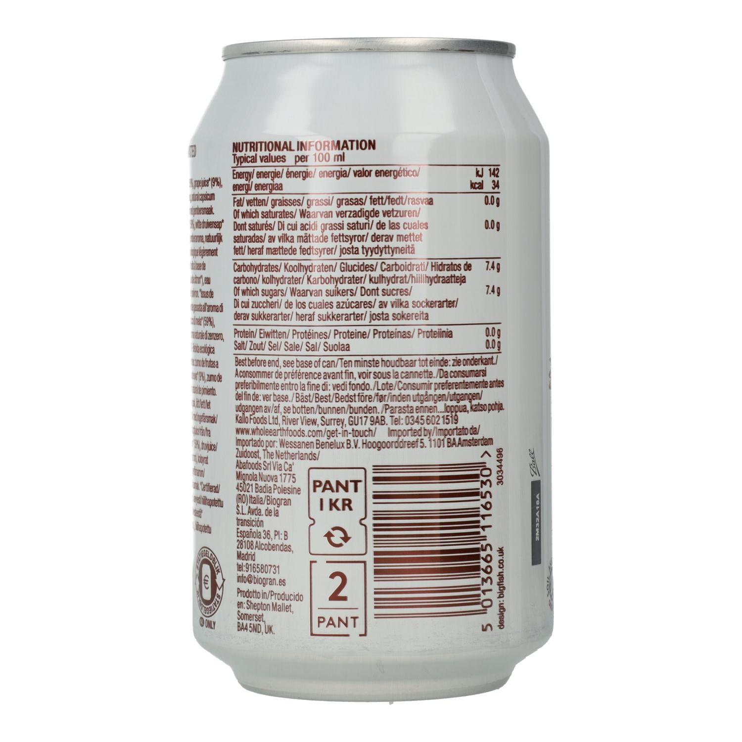 Refresco Bio Jengibre Whole Earth 330ml