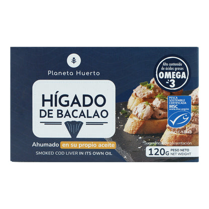 Pack 12x Hígado de bacalao en su propio aceite MSC pesca sostenible Planeta Huerto 120 g