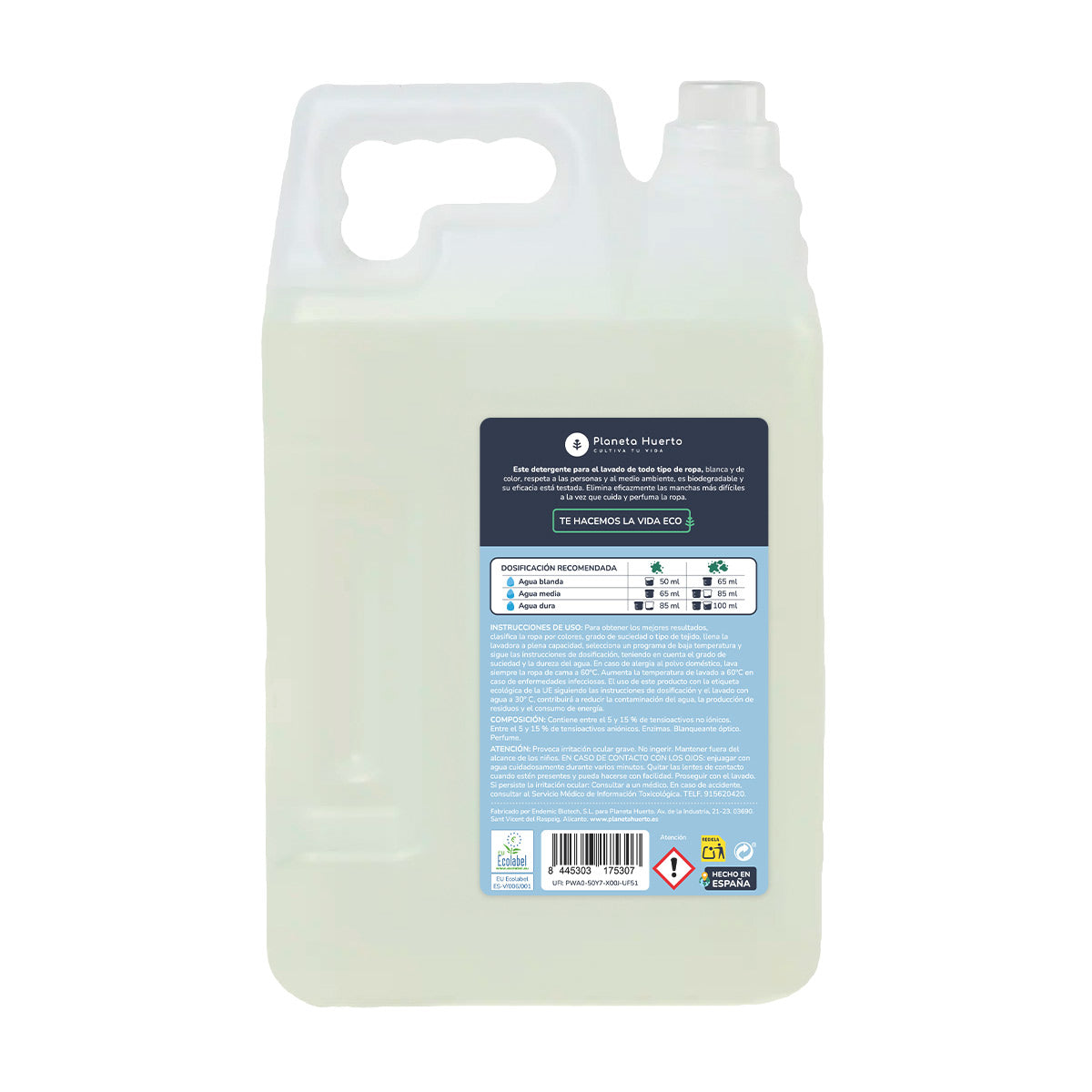 Pack 3 x Detergente Líquido Ropa Eco  Aroma natural a ropa limpia Planeta Huerto  5 Litros
