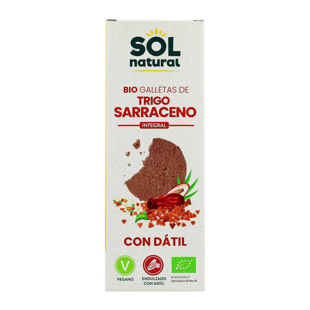 Biscotti integrali di grano saraceno dolcificati con datteri biologici Sol Natural 170 g