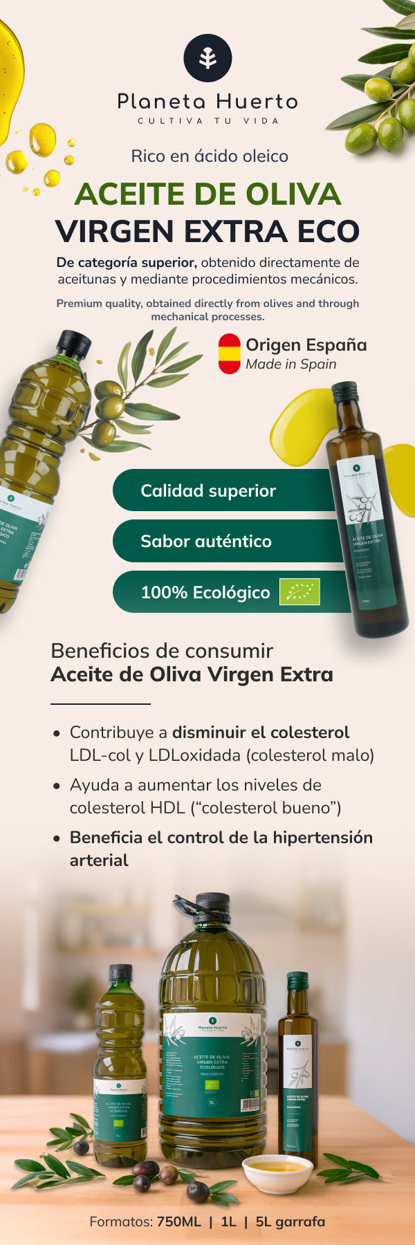 Olio extravergine di oliva ECO Planeta Huerto 5 L