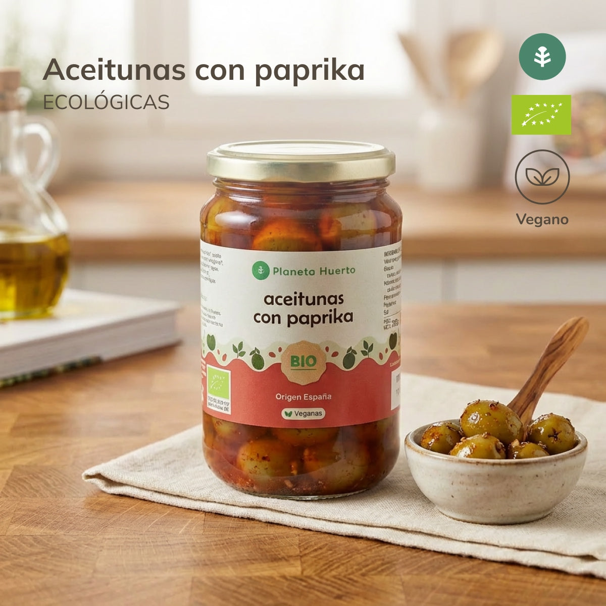 Olive verdi con paprika Eco Planeta Huerto 390 g