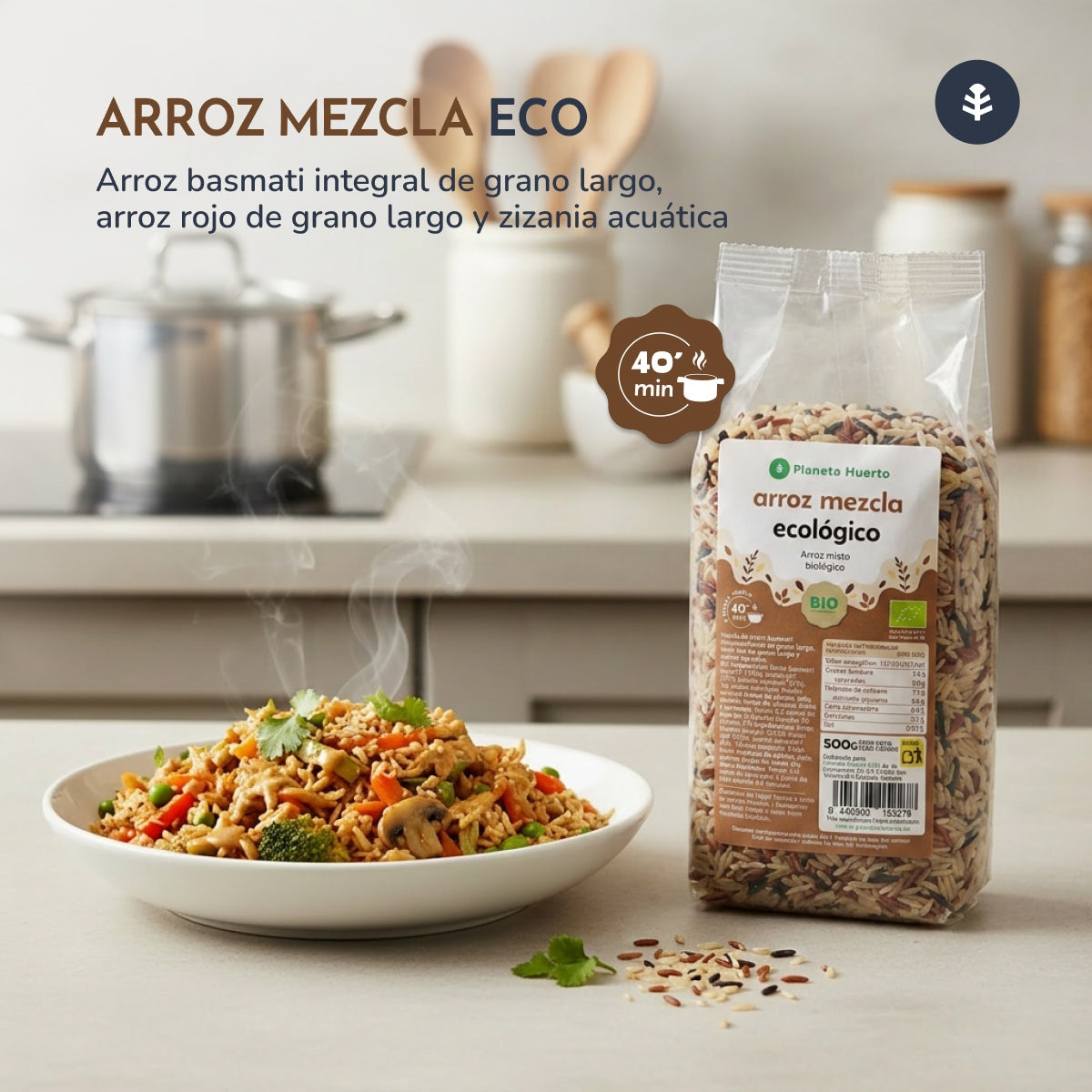 Riso basmati misto int, rosso, selvaggio ECO Planeta Huerto 500 g