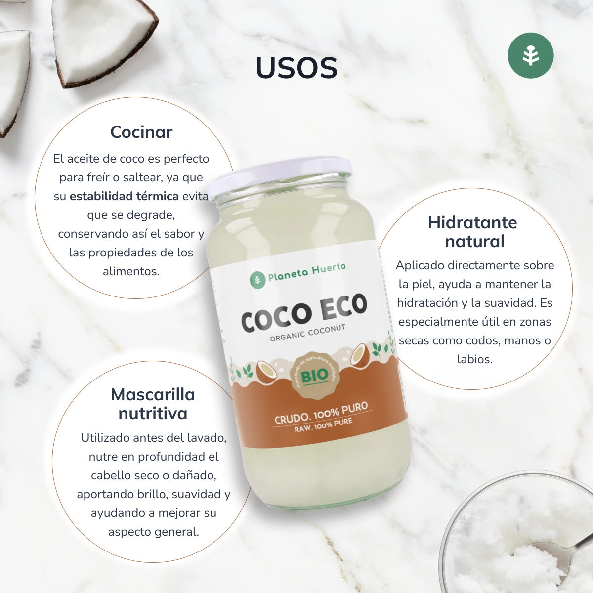 Olio di cocco vergine ECO Planeta Huerto 1L