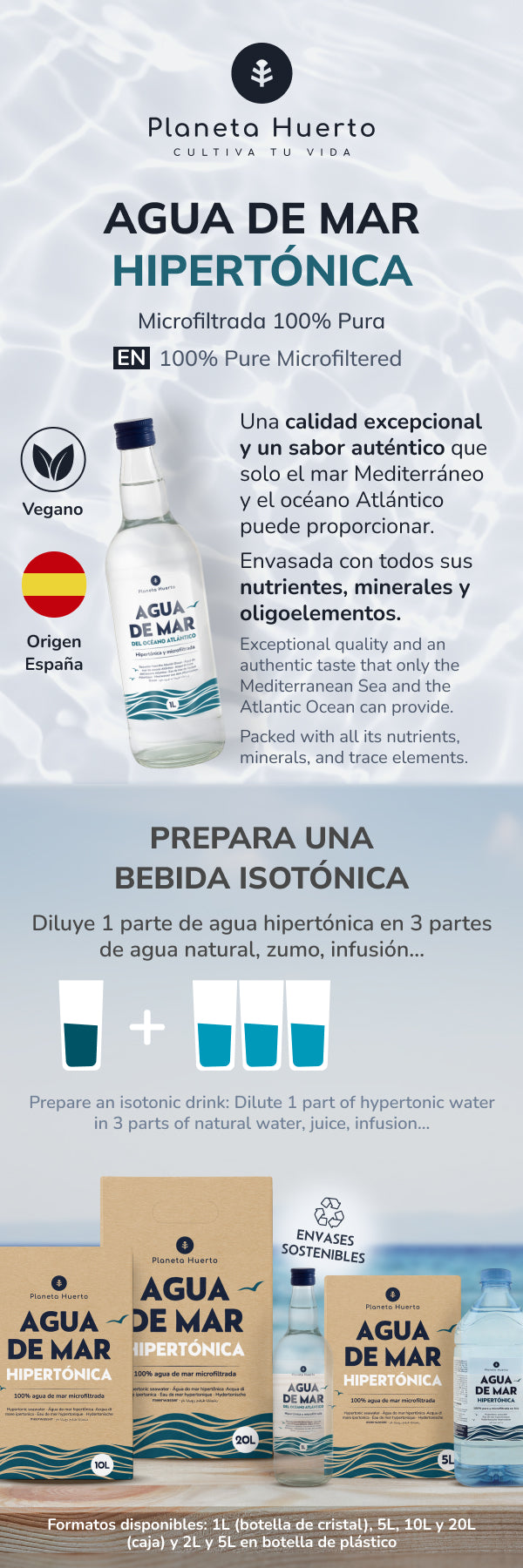 Planeta Huerto Acqua di mare ipertonica 20 L