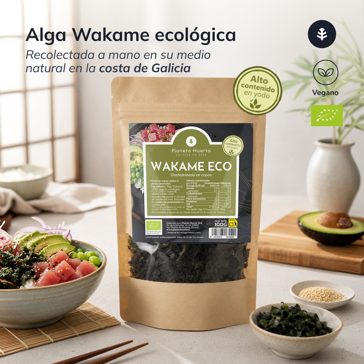 Fiocchi di alga wakame ECO Planeta Huerto 100 g