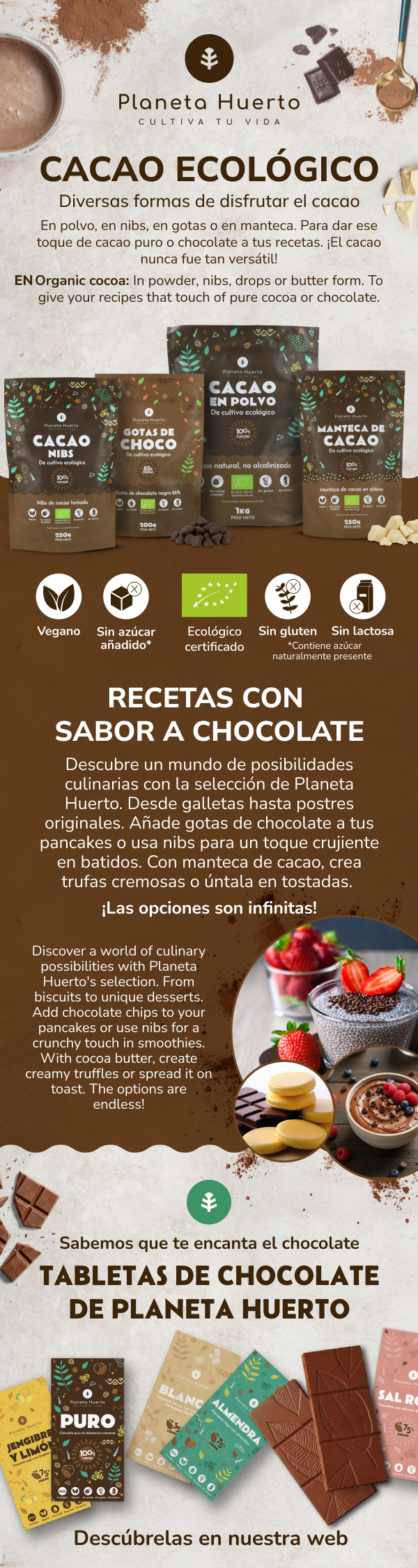 Burro di cacao in cialde ECO Planeta Huerto 250 g