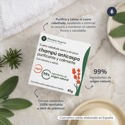 Shampoo solido antiforfora con rosmarino e salvia Planeta Huerto 85 g