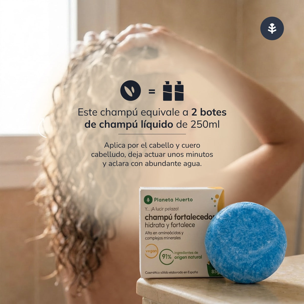 Shampoo solido rinforzante con aminoacidi Planeta Huerto 85 g