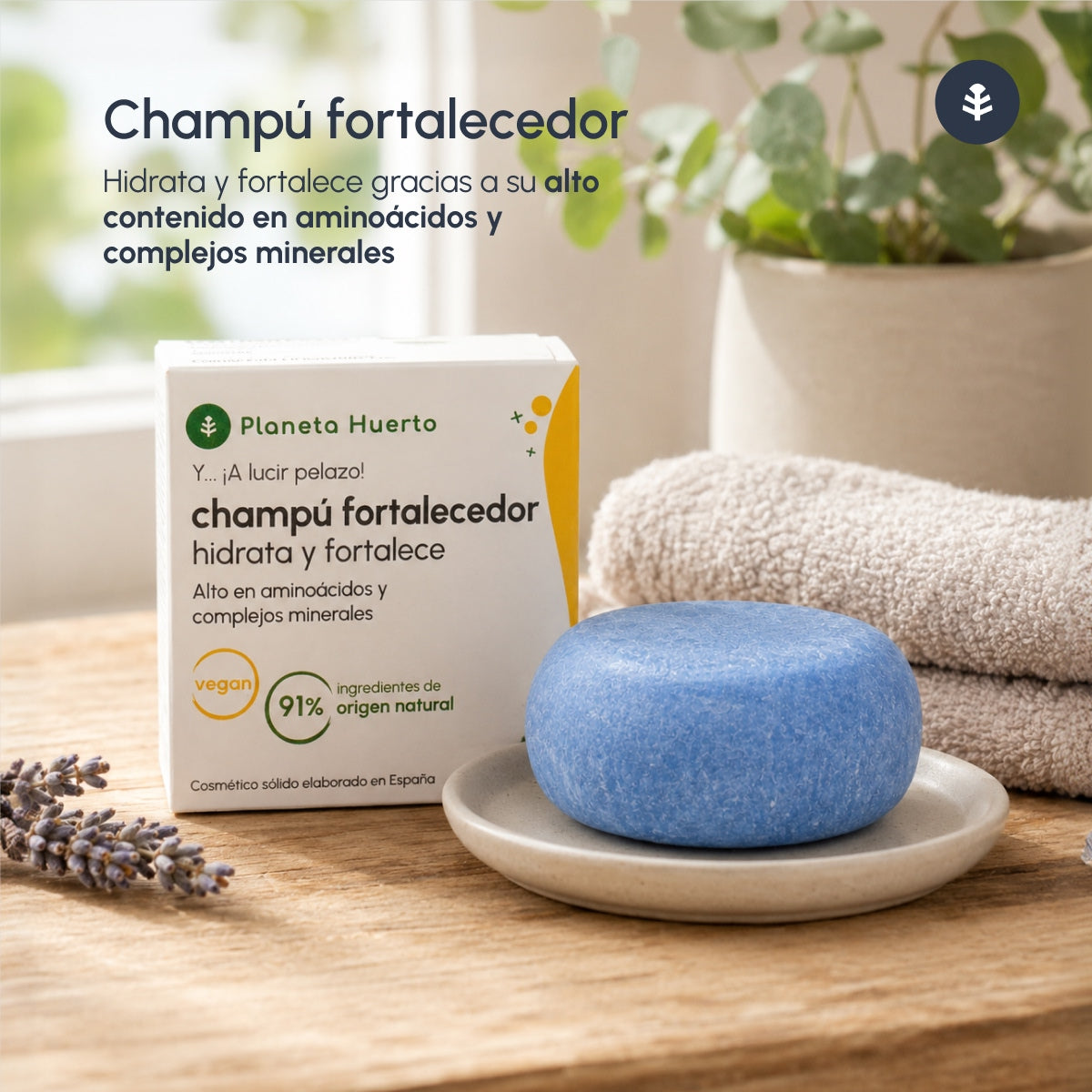 Shampoo solido rinforzante con aminoacidi Planeta Huerto 85 g